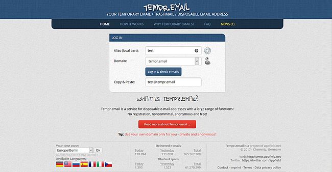 ᐅ Tempr.email · Best Temporary email address, Temp Mail, Fake email website picture