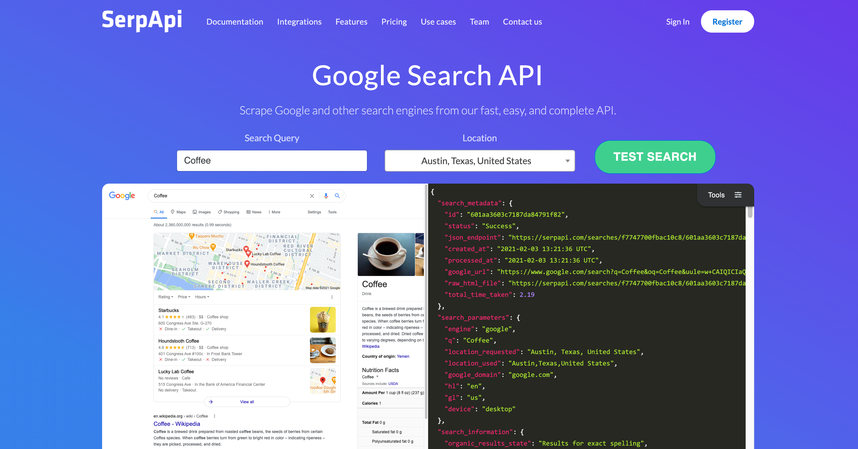 SerpApi: Google Search API website picture